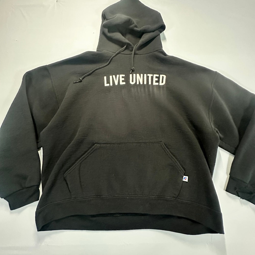 Russell Athletic Live United Hoodie Mens XL Black Dri-Power Pullover Sweatshirt